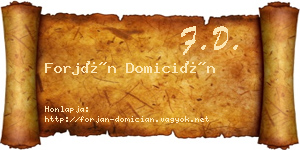 Forján Domicián névjegykártya